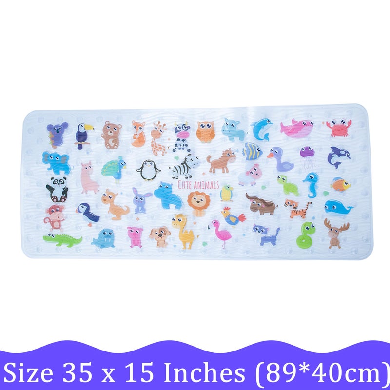 BEEHOMEE Bath Mats for Tub Kids,Baby Toddler - Large Cartoon Non-Slip Bathroom Bathtub Anti-Slip Shower Mats for Floor 35x15,Machine Washable XL Size Bathroom Mats (Zoo) - Image 5